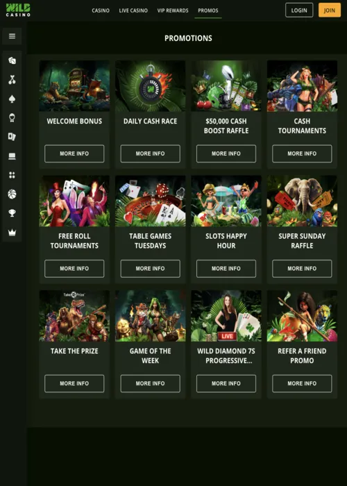 Exklusiva bonus belöningar showcase Wild Casino